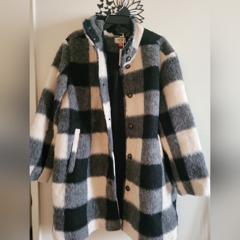 Marine Layer Stephanie Gingham Coat - Picture 2 of 8